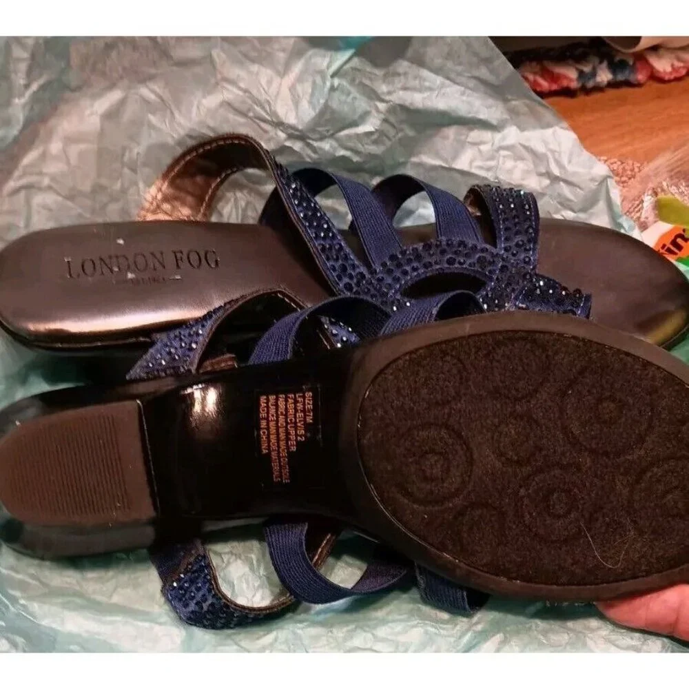 London‎ Fog Size 7M Women's Navy Blue Criss-cross Straps LFW-ELVIS 2 Sandals